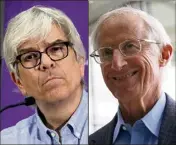  ??  ?? Paul Romer (à gauche) est un chercheur de  ans. William Nordhaus (à droite),  ans, est professeur à l’université de Yale. (Photos AFP et EPA/MaxPPP)