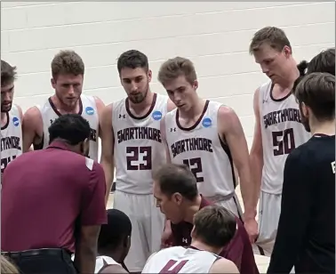  ?? MEDIANEWS GROUP STAFF PHOTO ?? Vinny DeAngelo (23) and Swarthmore are looking ahead to the NCAA Division III Sweet 16after a secondroun­d win over St. John Fisher on Saturday.