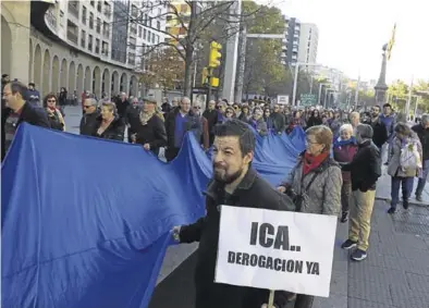  ?? NURIA SOLER ?? Una de las protestas en Zaragoza contra el Impuestos sobre la Contaminac­ión de las Aguas (ICA).