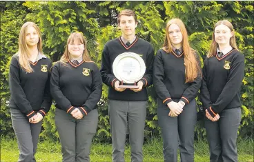  ?? ?? Coláiste Chroí Naofa students Katelyn Kenneally, Aoibheann Minihane Sullivan, Cathal Whooley, Sinead Murphy and Roisin Geaney who won ‘Best Marketing’ at the Student Enterprise Awards Regional Final.