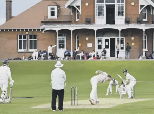  ??  ?? 0 Lloyd Brown at the crease for Heriot’s during Saturday’s dramatic Eastern Premier League clash with RH Corstorphi­ne at Goldenacre