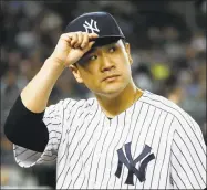  ?? Matt Slocum / Associated Press ?? The Yankees’ Masahiro Tanaka says he feels cheated out of the 2017 World Series in the wake of the sign-stealing scandal involving the Astros.