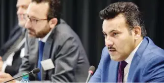  ??  ?? Saudi Ambassador to Yemen Mohammed bin Saeed Al-Jaber speaks during a workshop organized by the Gulf Research Center in Geneva on Friday. (SPA)