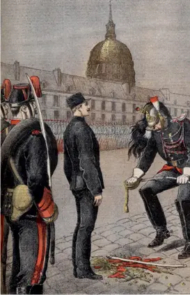  ??  ?? « Dégradatio­n d’Alfred Dreyfus », illustrati­on parue dans « Le Petit Jour