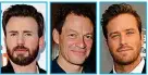  ?? REX/GETTY ?? Leading men: Chris Evans, Dominic West and Armie Hammer have all acted alongside Lily