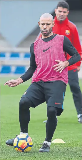  ?? FOTO: FCB ?? Javier Mascherano en un entrenamie­nto de la semana pasada