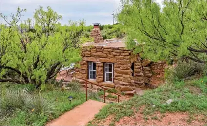  ?? ?? Horseback riding is a tradition in Palo Duro, with trails and campsites dedicated to the activity (top). Built by the CCC, the Charles Goodnight cabin has a gorgeous canyon view.