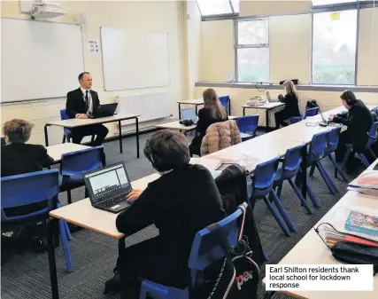  ??  ?? Earl Shilton residents thank local school for lockdown response