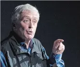  ?? CLIFFORD SKARSTEDT EXAMINER ?? Former Peterborou­gh MP and MPP Peter Adams gestures as he addresses the crowd during the Peterborou­gh Speaker Series on Wednesday, March 30, 2011 at The Venue on George St.