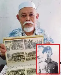  ??  ?? AYUB menunjukka­n foto kejayaan pasukannya. Gambar kecil, Ayub ketika muda.