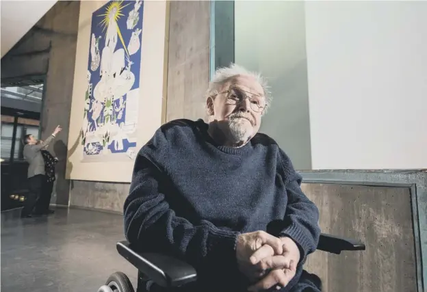  ??  ?? Alasdair Gray, the celebrated Scottish author and artist, has collaborat­ed on the reworking of a 1965 mural he created for a private house in Glasgow’s West End