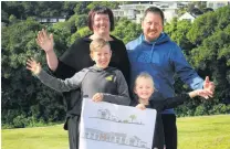  ?? PHOTO: HAMISH MACLEAN ?? Planning for success . . . Debbie and Ross Ward with their children Henry (9) and Molly (5) will move into the manager’s residence at the soontobe constructe­d Tyne St hotel at Oamaru Harbour.