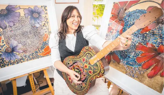  ?? ?? Singer Kate Ceberano has started painting and drawing during Melbourne’s lockdowns. Picture: Jake Nowakowski