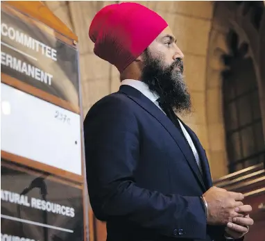  ?? ADRIAN WYLD / THE CANADIAN PRESS ?? From universal pharmacare to investment­s in housing to clamping down on tax loopholes that benefit “the rich,” NDP Leader Jagmeet Singh has been beaten to it by Justin Trudeau’s Liberals, John Ivison writes.