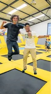  ?? Picture: WERNER HILLS ?? FIGHTING SPIRIT: Kyle Stoutjesdy­k, left, and type one diabetic Reece Farmer supported a Jump for Diabetes awareness event hosted by six-year-old diabetic Wahieda Soomar at Gravity Indoor Trampoline Park on Sunday