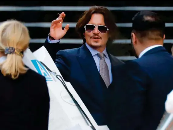  ?? (AFP/Getty) ?? Johnny Depp leaves the High Court after the ninth day of his trial