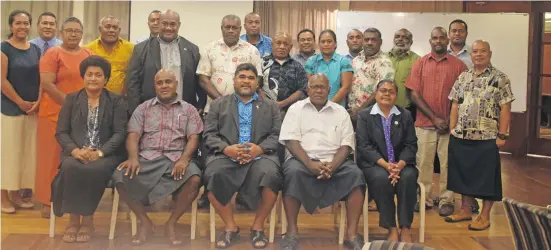  ??  ?? Permanent Secretary for Agricultur­e David Kolitagane (bottom third from left) with participan­ts of the Fiji Agricultur­al Advisory services Forum.