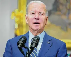  ?? Evan Vucci/Associated Press ?? President Joe Biden speaks about the February jobs report from the Roosevelt Room of the White House on March 10, in Washington, D.C.