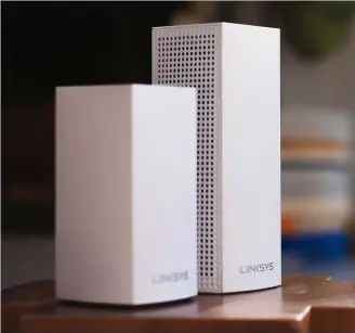  ??  ?? Since Apple discontinu­ed its AirPort range of routers, it has sold the Linksys Velop in retail and online stores.