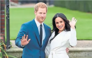  ?? EDDIE MULHOLLAND/THE ASSOCIATED PRESS FILE PHOTO ?? British Prince Harry and Meghan Markle will marry on May 19, beginning at 7 a.m. Eastern time.