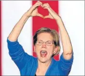  ?? REUTERS ?? Senator Elizabeth Warren makes a heart gesture as she addresses supporters at her Super Tuesday rally in Detroit, Michigan.