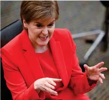  ??  ?? Nicola Sturgeon at First Minister’s Questions at the Scottish Parliament in Edinburgh