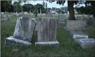  ?? MEDIANEWS GROUP FILE PHOTOE ?? Some headstones have fallen over or are sinking into the gravesites at Edgewood Cemetery in Pottstown.