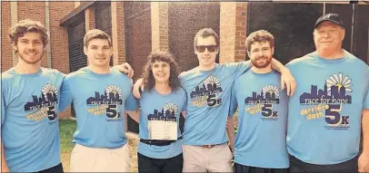  ?? [FAMILY PHOTO] ?? The Taylor family — from left, Tanner, Austin, Carleen, Brett, Connor and Mark — at the 2015 Race for Hope, before Connor’s diagnosis