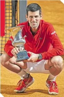  ?? / FOTO: AFP ?? Novak obtuvo su quinto título en Roma y ahora va por Roland Garros.