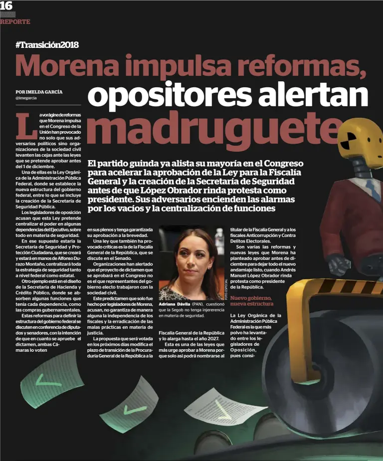  ??  ?? Adriana Dávila (PAN), cuestionó que la Segob no tenga injererenc­ia en materia de seguridad.