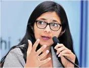  ?? PIC/NAVEEN SHARMA ?? DCW Chairperso­n Swati Maliwal addresses a Press conference regarding the initiative­s taken by the commission in the past three years, in New Delhi on Tuesday