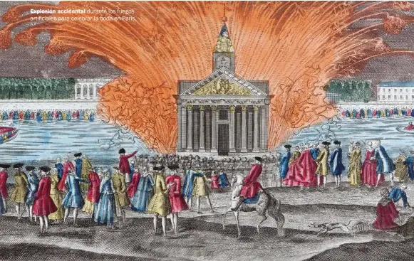  ??  ?? Explosión accidental durante los fuegos artificial­es para celebrar la boda en París.