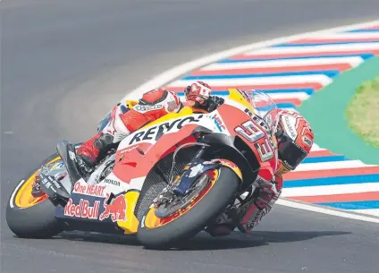  ??  ?? Marc Márquez ha salido siempre desde la pole en el GP de Argentina y va camino de su quinta vez hoy (la Q2 desde 20.35 horas)