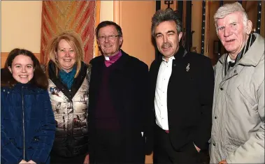  ??  ?? Archdeacon Jim Carroll with Olivia, Pamela and Pat Harty and Eddie Wright after his last mass.