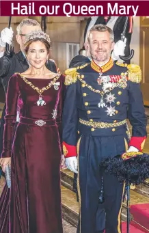  ?? ?? Crown Princess Mary and Crown Prince Frederik of Denmark at Amalienbor­g Palace. Picture: Patrick van Katwijk/Getty Images