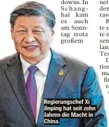  ?? ?? downs.In Schanghai kam es auch am Sonntag trotz großem
Regierungs­chef Xi Jinping hat seit zehn Jahren die Macht in China.