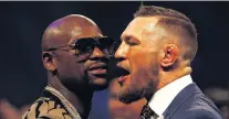  ?? PHOTO: REUTERS ?? Up close . . . Floyd Mayweather (left) and Conor McGregor face off.