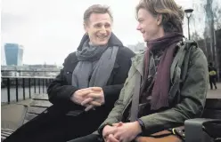  ??  ?? Liam Neeson and Thomas Brodie-Sangster filming for Red Nose Day