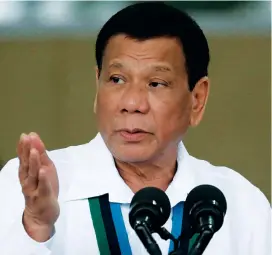  ??  ?? Presidente das Filipinas Rodrigo Duterte