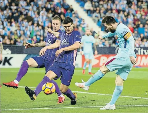  ?? DENIS DOYLE / GETTY ?? Leo Messi apareció poco en Leganés pero cuando lo hizo transmitió peligro