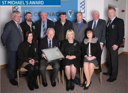  ??  ?? St. Michaels GAA Club members with members of County Board and Connacht Council who were presented with an award for Sligo Club Grounds of the Year. The Award ceremony took place in the Connacht GAA Centre on Friday night.Pic: James Molloy (Connacht GAA)