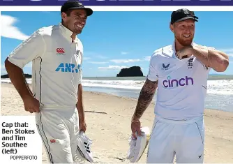  ?? POPPERFOTO ?? Cap that: Ben Stokes and Tim Southee (left)