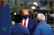  ??  ?? President Trump tours a Whirplool manufactur­ing plant inClydeear­lier thismonth. WithOhiono­winplay, according to polls, both campaigns havemade major investment­s in television advertisin­g in the state.