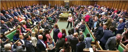  ??  ?? Off they go: SNP MPs walk out during Prime Minister’s Questions yesterday as their Commons leader Ian Blackford is expelled