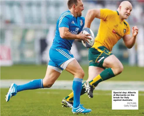  ?? PICTURE: Getty Images ?? Special day: Alberto di Bernardo on the break for Italy against Australia