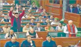  ?? PTI ?? PM Narendra Modi addresses the Lok Sabha during the ongoing Budget Session on Wednesday.