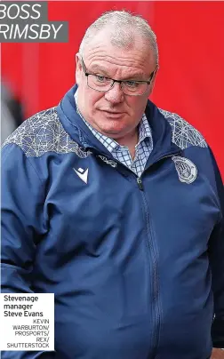  ?? KEVIN WARBURTON/ PROSPORTS/ REX/ SHUTTERSTO­CK ?? Stevenage manager Steve Evans