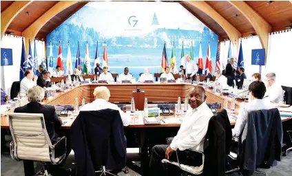  ?? / GCIS ?? President Cyril Ramaphosa during the G7’s climate, energy and health working session on investing in a better future.