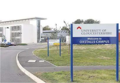  ??  ?? University of Gloucester­shire has four campuses – but one student studying at the Oxstalls site says staff would not reveal which had been affected by recent positive Covid-19 cases