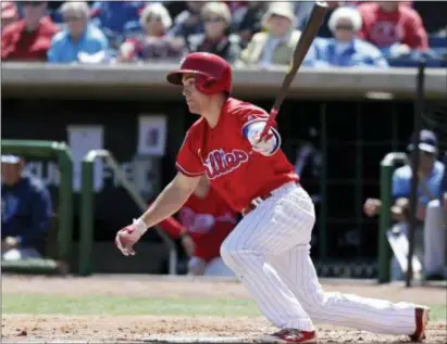  ?? JOHN RAOUX — THE ASSOCIATED PRESS ?? Phillies prospect Scott Kingery has lit up Spring Training, and he was rewarded Sunday with a six-year contract worth a reported $24 million before he’s even made his big-league debut.